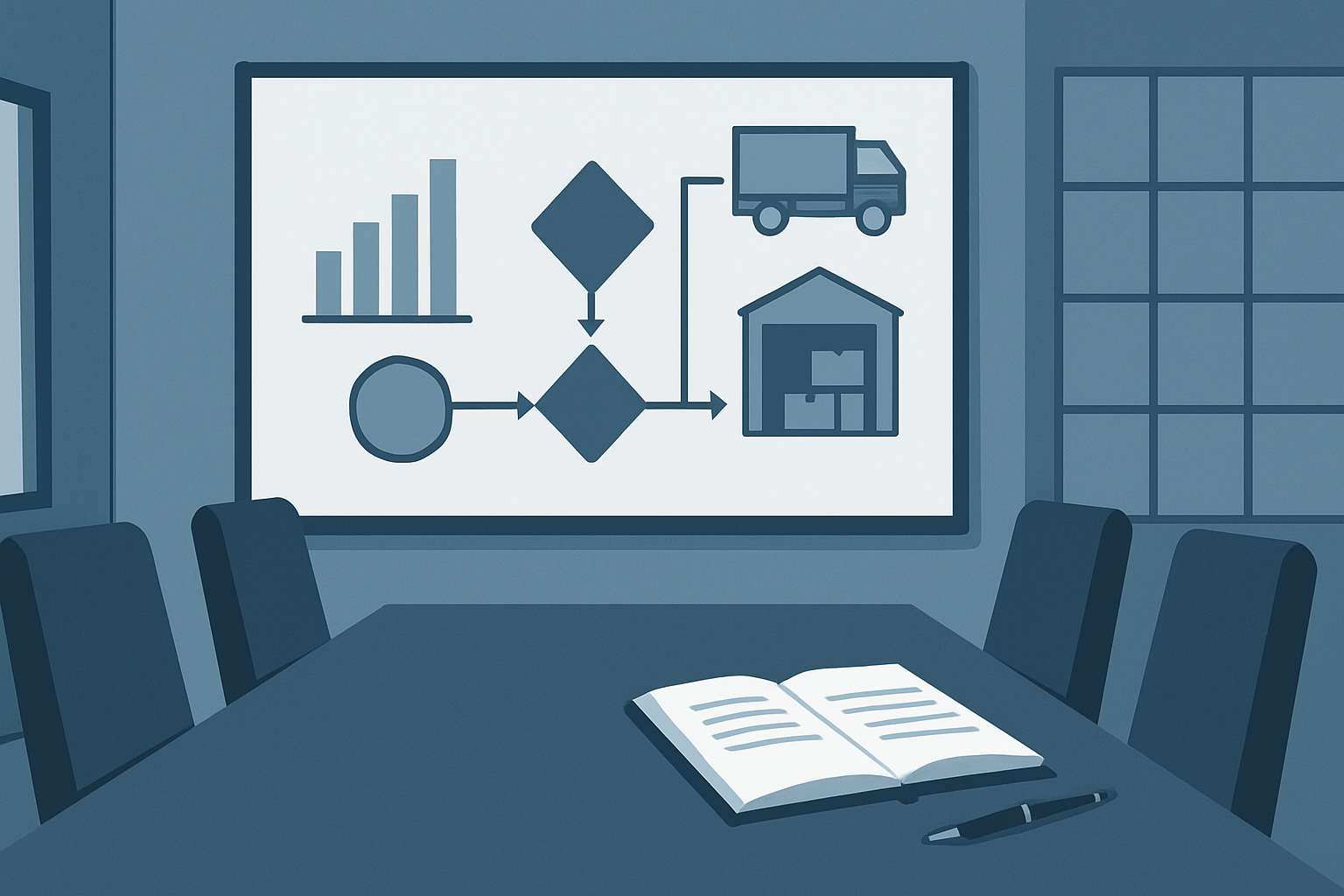 Świeże kwiaty owoce i woda w szklankach na centralnym stole sali